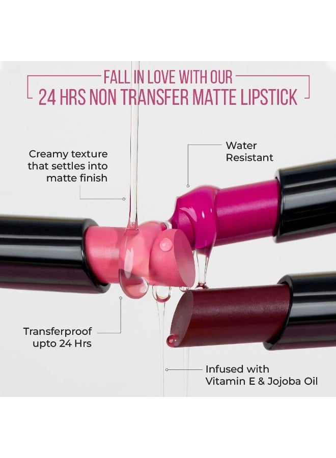 INSIGHT 24 Hrs Non-Transfer Matte Lipstick | Lightweight, Highly Pigmented, Long Wear | Kiss Proof & Smudge Proof | With Vitamin E & Jojoba Oil | Vegan, Toxin Free | Shade - 06 Send Nudes (3g) - Image 2